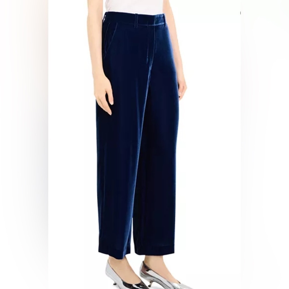 Theory Velvet Relax Straight Leg Blueberry Color Women’s Pants Size 14 - Picture 2 of 14
